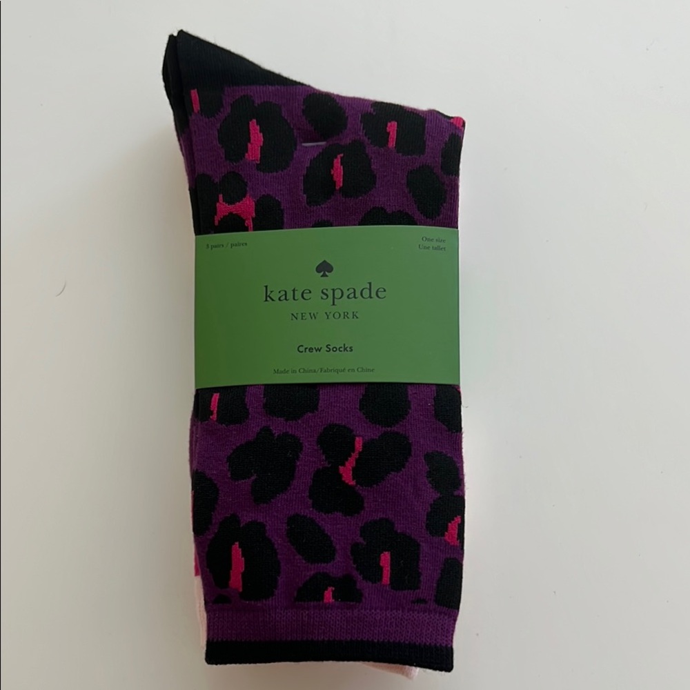 Kate Spade 3 Pack Crew Burgundy Socks